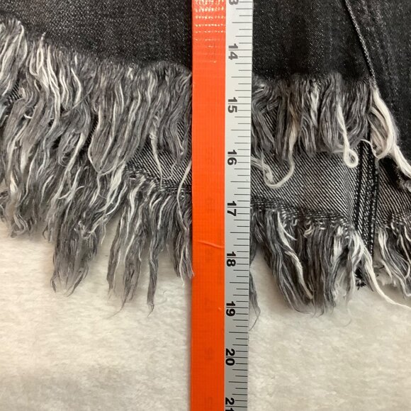 We The Free People Black Denim High-Waisted Distressed Fringe Hem Shorts Size 27 - Picture 10 of 11